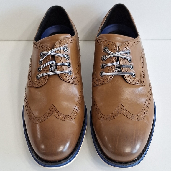 Cole Haan Safari Leather True Blue Ivory Original Grand Lux Wingtip Oxford Sz 8 - Picture 1 of 16